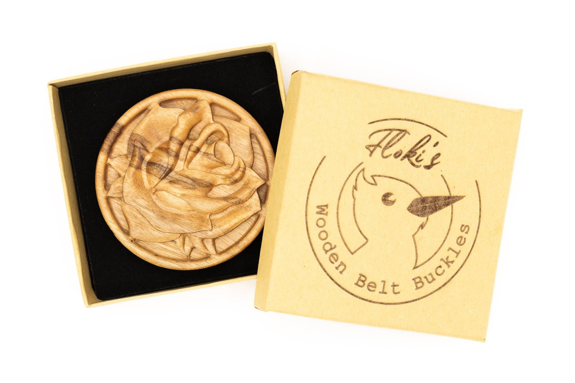 Gürtelschnalle Nussholz Rose Einzelstück von Florysarte