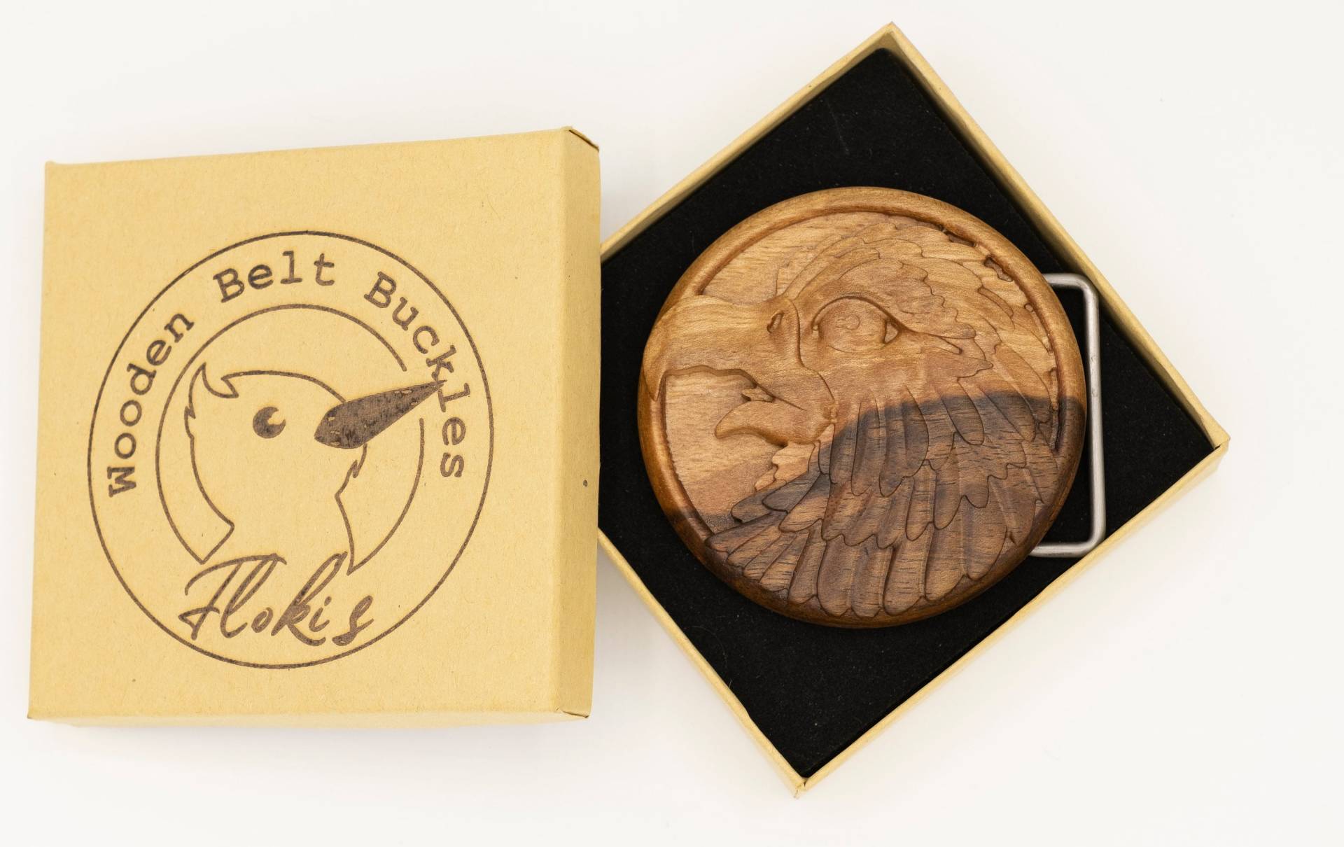 Nussholz Gürtelschnalle "Adler" Einzelstück von Florysarte