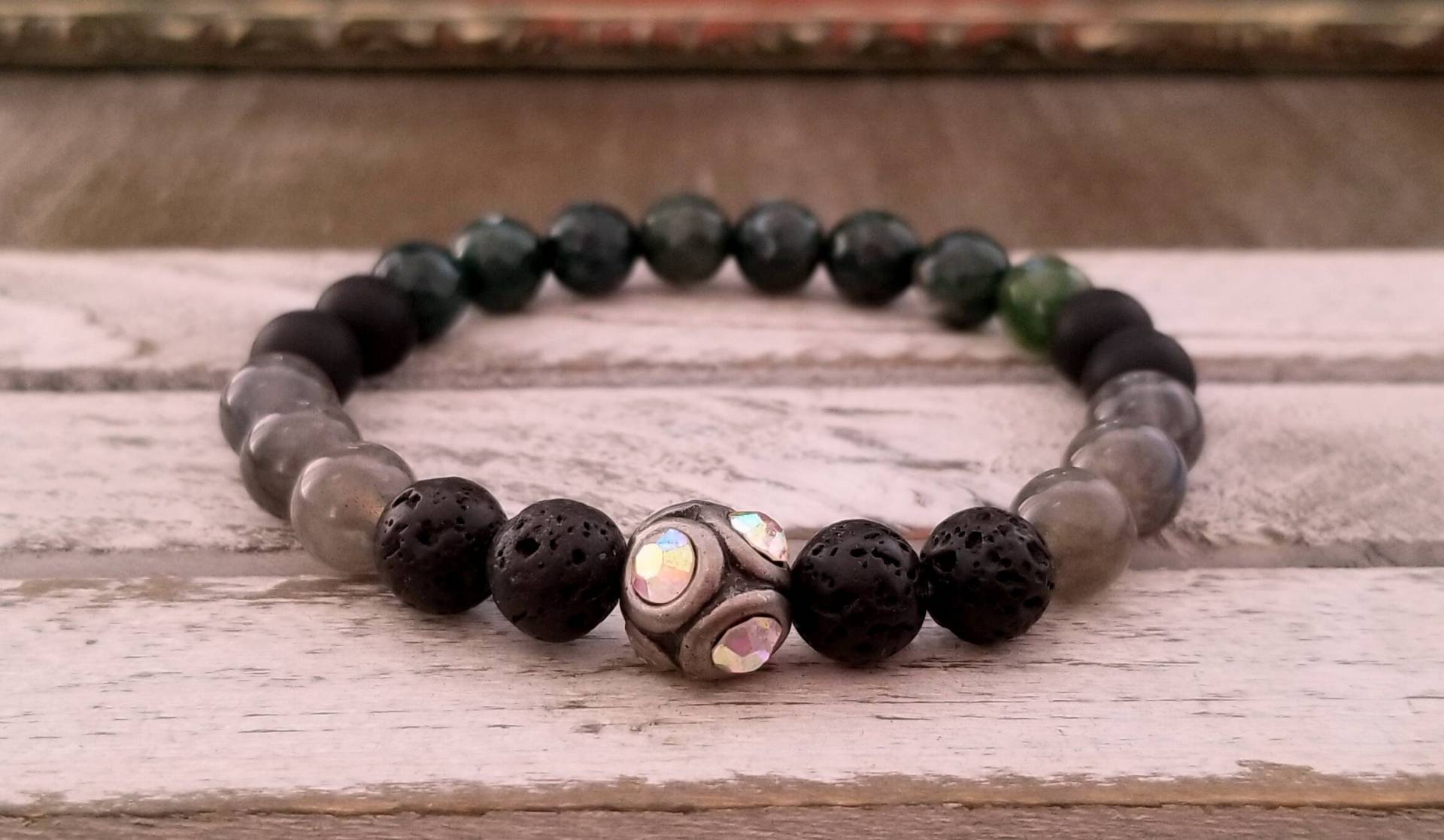 Labradorit & Achat Edelstein Armband Lava Perle Diffuser, Yoga Schmuck Labradorit & Achat Edelstein Armband Lava Perle Diffuser, Yoga Schmuck von FlosTreasureBox