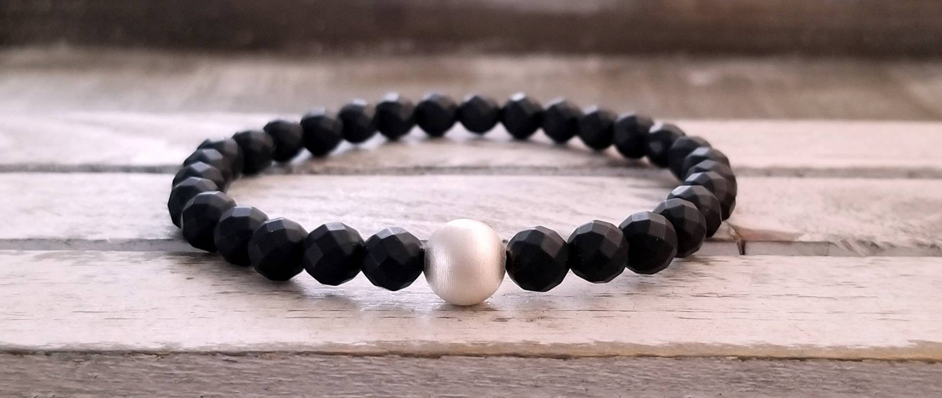 Schwarz Achat Armband Sterling Silber Bead, Yoga Meditation Edelstein Schwarz Achat Armband Sterling Silber Bead, Yoga Meditation Edelstein von FlosTreasureBox