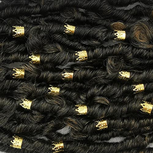 Flosius 120 Stück Krone Dreadlock Haarschmuck für Frauen Zöpfe Gold Dreadlock Zubehör Verstellbare Haarzopfringe Perlen Manschetten Eisen Flechten Haarring Dekoration Clips(C) von Flosius