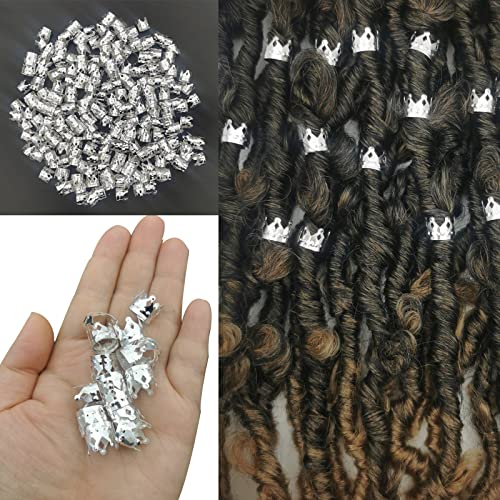 Flosius Haarschmuck mit großer Krone für Zöpfe, silberfarbener Schmuck für schwarze Frauen, Haarperlen für Mädchen, Haaranhänger für Zöpfe, 100 Stück Flosius Haarschmuck mit großer Krone für Zöpfe, silberfarbener Schmuck für schwarze Frauen, Haarperlen für Mädchen, Haaranhänger für Zöpfe, 100 Stück von Flosius