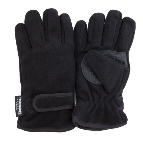 Floso® Fleece-Handschuhe für Kinder 3M Thinsulate (40g) (8-9 Jahre) (Schwarz) von Floso