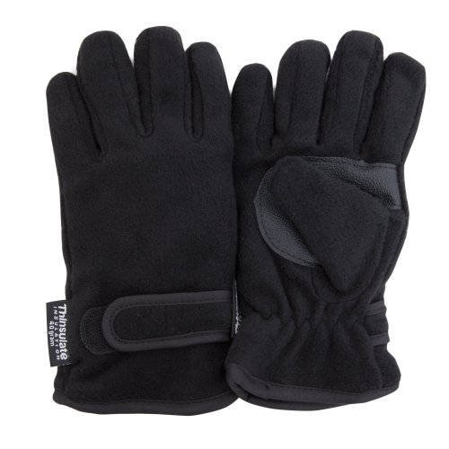 Floso Fleece-Handschuhe für Kinder 3M Thinsulate (40g) (6-7 Jahre) (Schwarz) von Floso