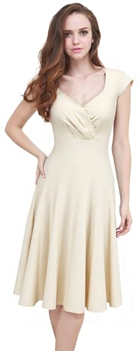 Flosros Cocktailkleid Damen Elegant Festlich Abendkleid Damen A-Line Vintage Abendkleider V-Ausschnitt Kleid Hochzeitsgast Konfirmationskleider von Flosros