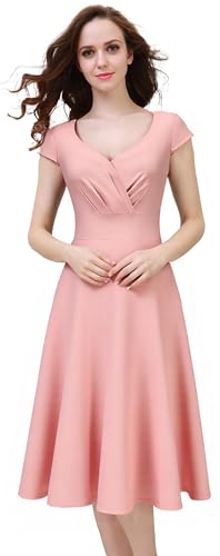 Flosros Cocktailkleid Damen Elegant Festlich Abendkleid Damen A-Line Vintage Abendkleider V-Ausschnitt Kleid Hochzeitsgast Konfirmationskleider von Flosros