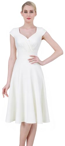 Flosros Cocktailkleid Damen Elegant Festlich Abendkleid Damen A-Line Vintage Abendkleider V-Ausschnitt Kleid Hochzeitsgast Konfirmationskleider von Flosros