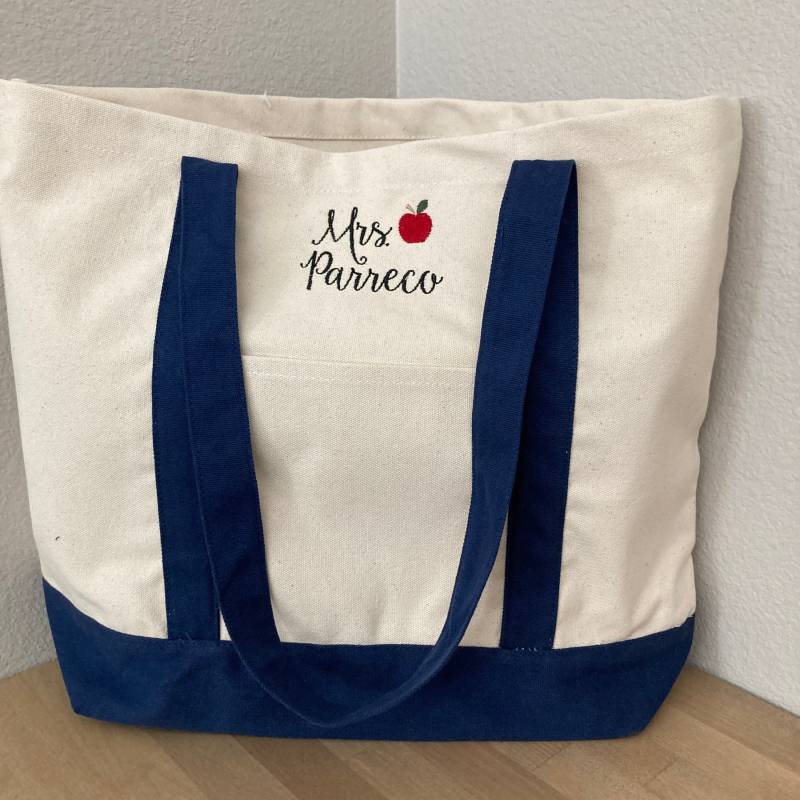 Besticktes Monogramm Boot Tote Bag - Monogrammed Name Geldbörse Segeltuch Tasche Geschenke Für Sie Natürliche Lehrer Geschenk von Flossandfable