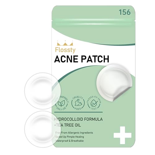 156pcs Pickel Patch Unsichtbar Runden - Flossty Hydrokolloid-Salicylsäure-Teebaumöl Pimple Patches Stern Atmungsaktiv und wasserdicht, EU-Hauttest Hypoallergen von Flossty