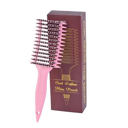Curl Hair Brush, Komfortable elastische Lockenbürste, Curl Define Styling Brush, Curl Define Stylingbürste, Haarbürste zum Entwirren für Frauen (Rosa) von Flossty