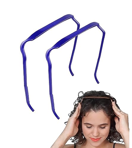Curly Thick Hair Large Headband, Eckiger Haarreif Hinged Headband, Stirnband Wie eine Sonnenbrille, Hair Hoop Headband Accessories für Männer Damen for Zazzy Bandz (2PCS) (Blau) von Flossty
