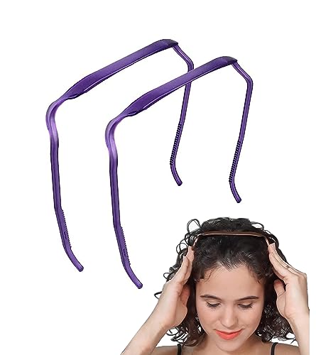 Curly Thick Hair Large Headband, Eckiger Haarreif Hinged Headband, Stirnband Wie eine Sonnenbrille, Hair Hoop Headband Accessories für Männer Damen for Zazzy Bandz (2PCS) (Lila) von Flossty