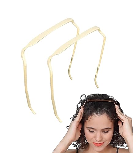 Curly Thick Hair Large Headband, Eckiger Haarreif Hinged Headband, Stirnband Wie eine Sonnenbrille, Hair Hoop Headband Accessories für Männer Damen for Zazzy Bandz (2PCS) (Nicht-gerade weiss) von Flossty