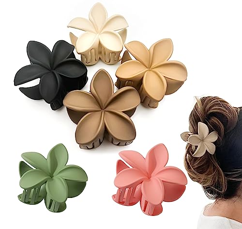 Flossty 6 Stück Blumen Haarklammer, Haarspange Blume Haarklammern, Rutschfest, Matt Haarspangen Für Damen, Dickes Haar Bis Dünnes Haar, Niedliche Krallen-Clips,Styling-Accessoires, Haarspange von Flossty