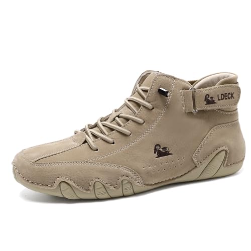 Ultra-bequemer Rutschfester Barfußschuhe, BarfuBschuh aus echtem Leder Flexao und Wandara Orthoschuhe Low Top Für Unisex Damen Herren 36Khaki-High-Top von Flossty