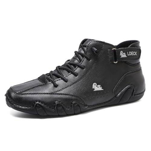 Ultra-bequemer Rutschfester Barfußschuhe, BarfuBschuh aus echtem Leder Flexao und Wandara Orthoschuhe Low Top Für Unisex Damen Herren 36Schwarz High Top von Flossty