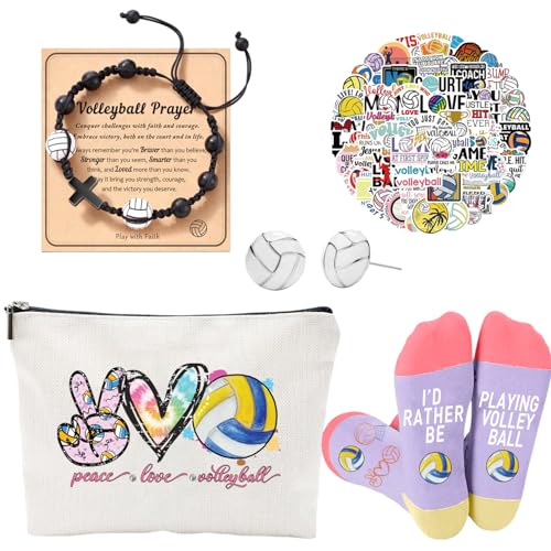 Flotreif Volleyball-Geschenke für Teenager-Mädchen, Volleyball-Geschenke, lustige Socken, Volleyball-Ohrringe, Volleyball-Make-up-Tasche, 50 Volleyball-Aufkleber, 5 Stück Volleyball-Geschenke Flotreif Volleyball-Geschenke für Teenager-Mädchen, Volleyball-Geschenke, lustige Socken, Volleyball-Ohrringe, Volleyball-Make-up-Tasche, 50 Volleyball-Aufkleber, 5 Stück Volleyball-Geschenke von Flotreif