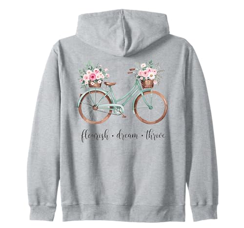 Flourish Dream Thrive Floral Bike Damen Cute Kapuzenjacke von Flourish Dream Thrive Bike Lovers Casual Wear