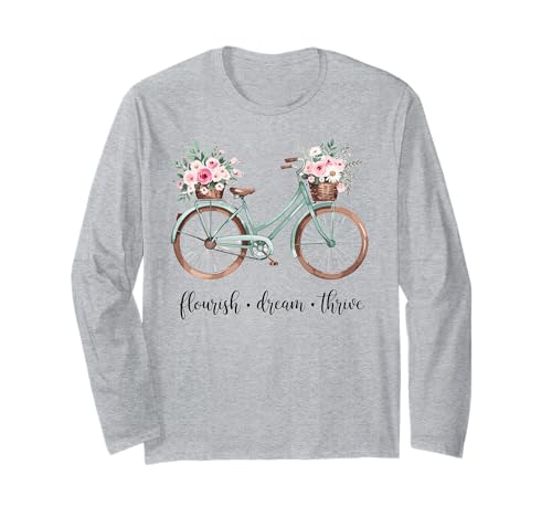 Flourish Dream Thrive Floral Bike Damen Cute Langarmshirt Flourish Dream Thrive Floral Bike Damen Cute Langarmshirt von Flourish Dream Thrive Bike Lovers Casual Wear