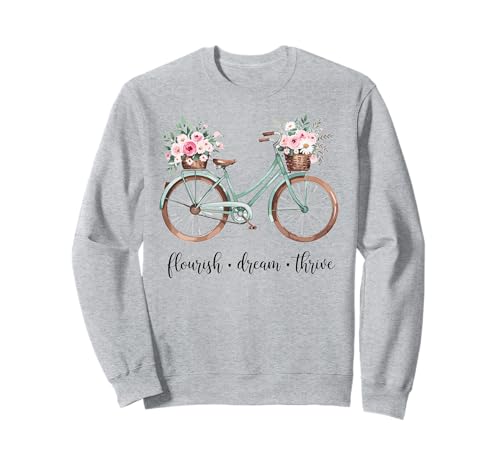Flourish Dream Thrive Floral Bike Damen Cute Sweatshirt Flourish Dream Thrive Floral Bike Damen Cute Sweatshirt von Flourish Dream Thrive Bike Lovers Casual Wear