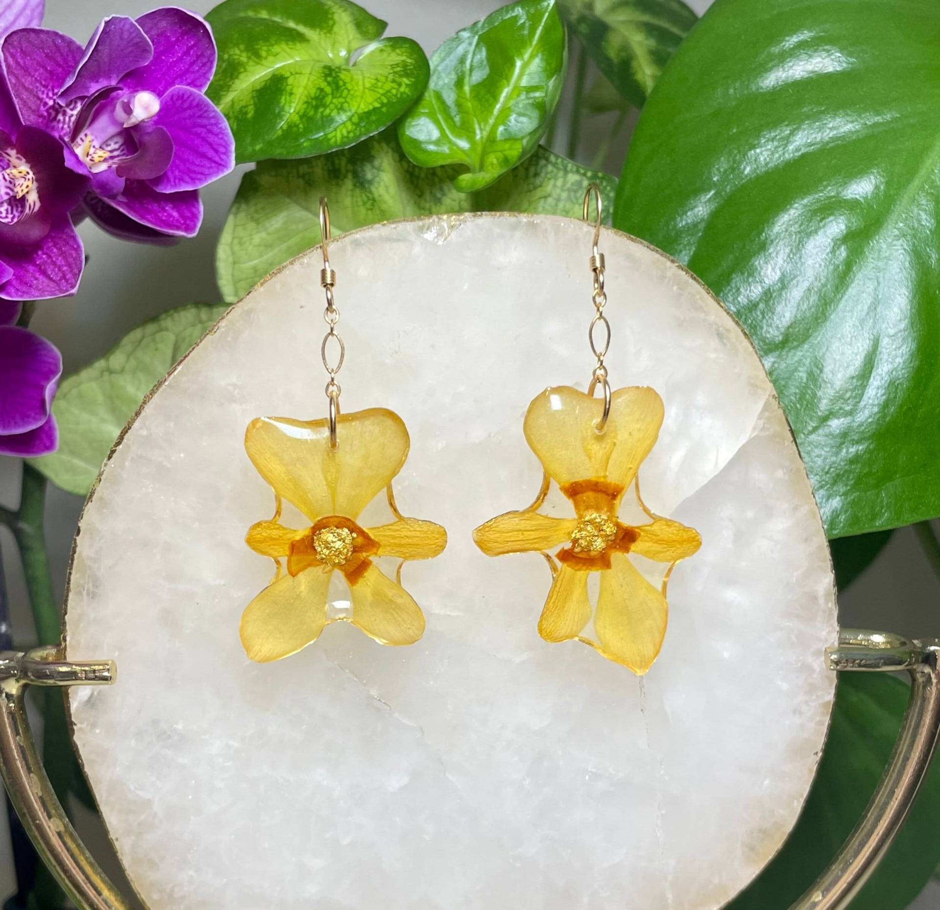 Echte Narzisse Ohrringe, Gepresste Blume Harz Brautjungfer Geschenke, Schmuck, Niedlich von FlourishingDreams