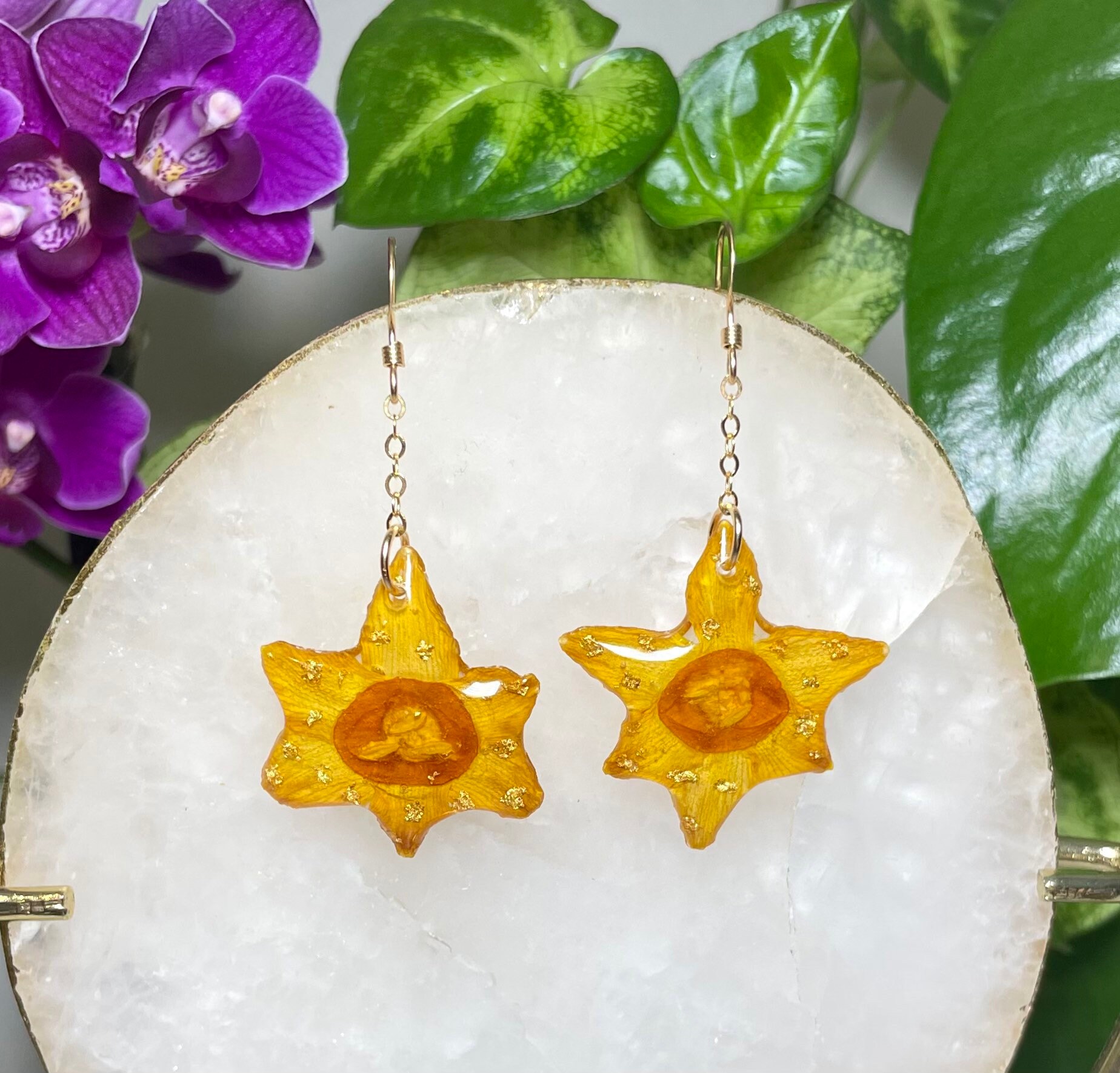 Echte Narzisse Ohrringe, Gepresste Blume Harz Brautjungfer Geschenke, Schmuck von FlourishingDreams