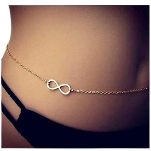 Flovel Boho Einfache Taillenkette Gold Infinity Körperketten Rave Nachtclub Bauchkette Schmuck für Frauen und Mädchen von Flovel