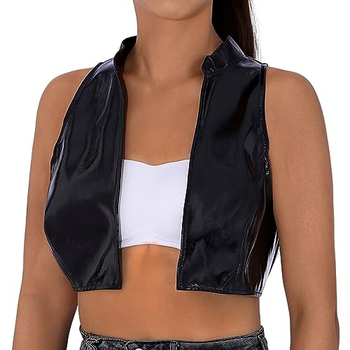 Flovel Damen-LED-Tanktops, Beleuchtetes Weste, Transparente Armellose Oberteil, Rave-Party-Kostüm für Frauen und Mädchen (Black, S) von Flovel