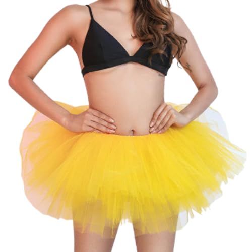 Flovel Damen Tüllrock Tütü Rock Minirock 6 Lagen Petticoat Tanzkleid Dehnbaren Ballettrock Tüllrockfür Party Prom Karneval Performace Kostüme Tanzen von Flovel