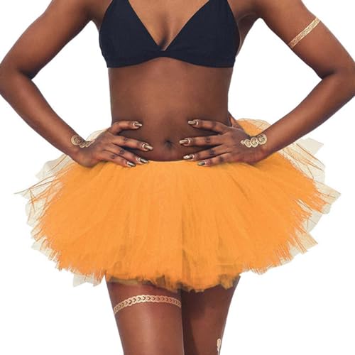 Flovel Damen Tüllrock Tütü Rock Minirock 6 Lagen Petticoat Tanzkleid Dehnbaren Ballettrock Tüllrockfür Party Prom Karneval Performace Kostüme Tanzen von Flovel