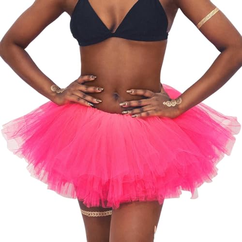 Flovel Damen Tüllrock Tütü Rock Minirock 6 Lagen Petticoat Tanzkleid Dehnbaren Ballettrock Tüllrockfür Party Prom Karneval Performace Kostüme Tanzen von Flovel