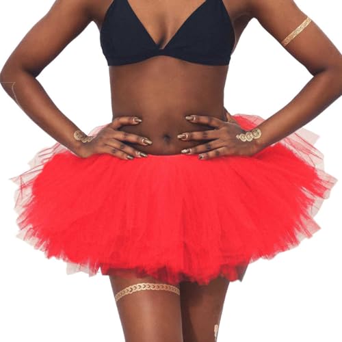 Flovel Damen Tüllrock Tütü Rock Minirock 6 Lagen Petticoat Tanzkleid Dehnbaren Ballettrock Tüllrockfür Party Prom Karneval Performace Kostüme Tanzen von Flovel