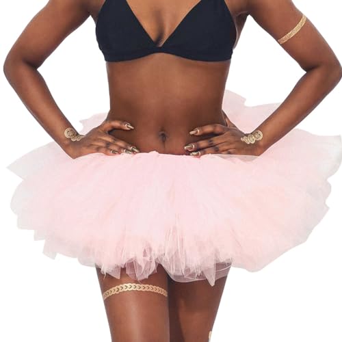 Flovel Damen Tüllrock Tütü Rock Minirock 6 Lagen Petticoat Tanzkleid Dehnbaren Ballettrock Tüllrockfür Party Prom Karneval Performace Kostüme Tanzen von Flovel