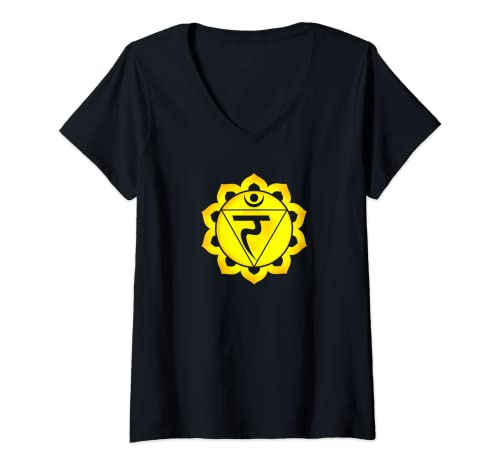 Damen Yoga Zen Meditation Solarplexus-Chakra T-Shirt mit V-Ausschnitt Damen Yoga Zen Meditation Solarplexus-Chakra T-Shirt mit V-Ausschnitt von Flow Mercantile