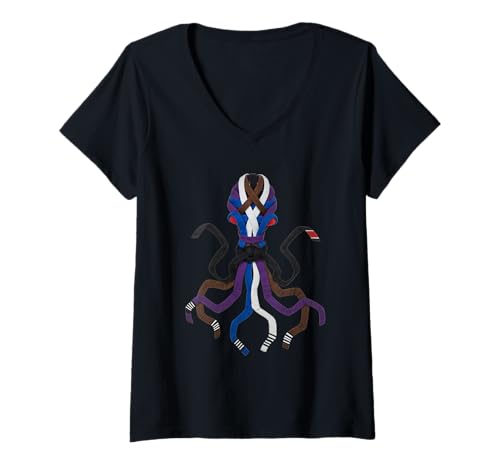 Damen BJJ Octopus Gürtel Evolution T-Shirt mit V-Ausschnitt Damen BJJ Octopus Gürtel Evolution T-Shirt mit V-Ausschnitt von Flow Roll Co.
