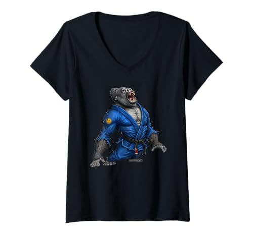 Damen Unaufhaltsame Gorilla Power im brasilianischen Jiu Jitsu T-Shirt mit V-Ausschnitt Damen Unaufhaltsame Gorilla Power im brasilianischen Jiu Jitsu T-Shirt mit V-Ausschnitt von Flow Roll Co.