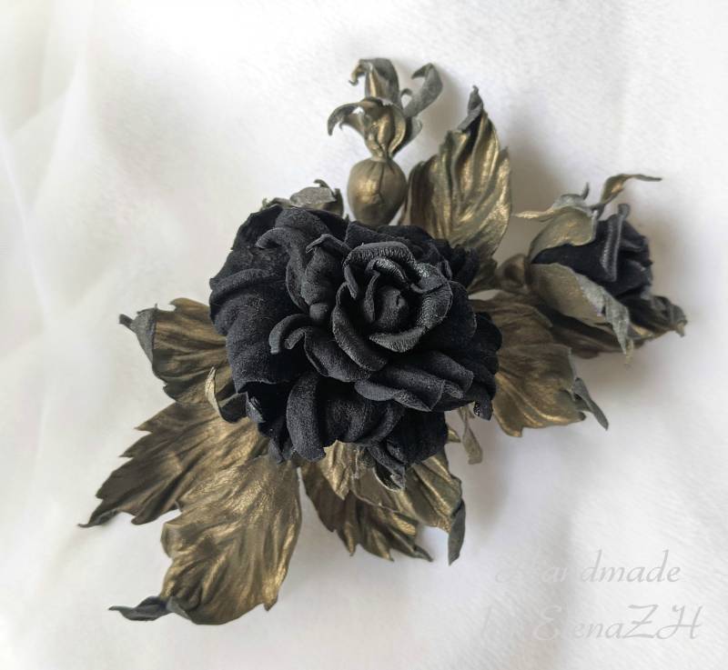 Lederblume, Broschennadel, Lederschmuck, Blumenbrosche, Lederrose, Handgemachte Brosche, Blumennadelbrosche, Geschenk Für Frauen, Versandfertig von FlowDream