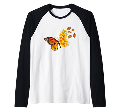 Lustiges Unisex-Design für Männer und Frauen Raglan von Flower Butterfly Funny Unisex Design Men Women Tee