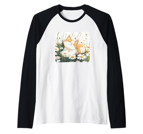 Gänseblümchenwiese mit Katze im Sommer für Jungen und Mädchen Raglan Gänseblümchenwiese mit Katze im Sommer für Jungen und Mädchen Raglan von Flower Cat