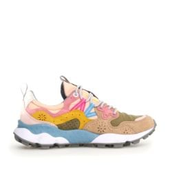 Flower Mountain Yamano Sneakers Aus Beigem Wildleder Mit Olivfarbenem Stoff von Flower Mountain