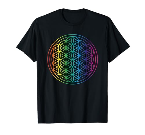 Flower of Life Co Regenbogen-Heilige-Geometrie-Kurzarm-T-Shirt für Herren in Schwarz, Größe S Flower of Life Co Regenbogen-Heilige-Geometrie-Kurzarm-T-Shirt für Herren in Schwarz, Größe S von Flower of Life Co