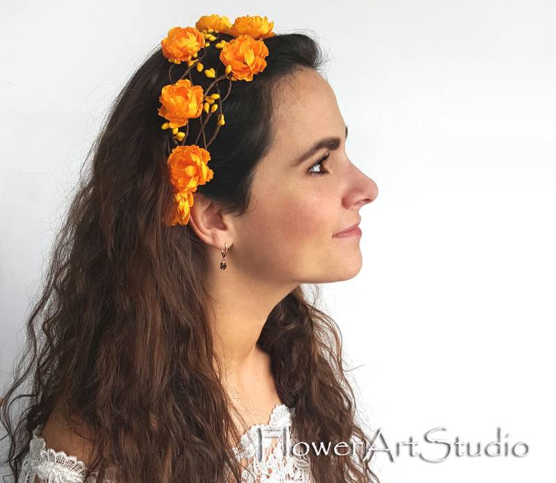 Gelbe Brautkrone Handgefertigtes Blumenmädchen, Hochzeitskranz von FlowerArtBySandra