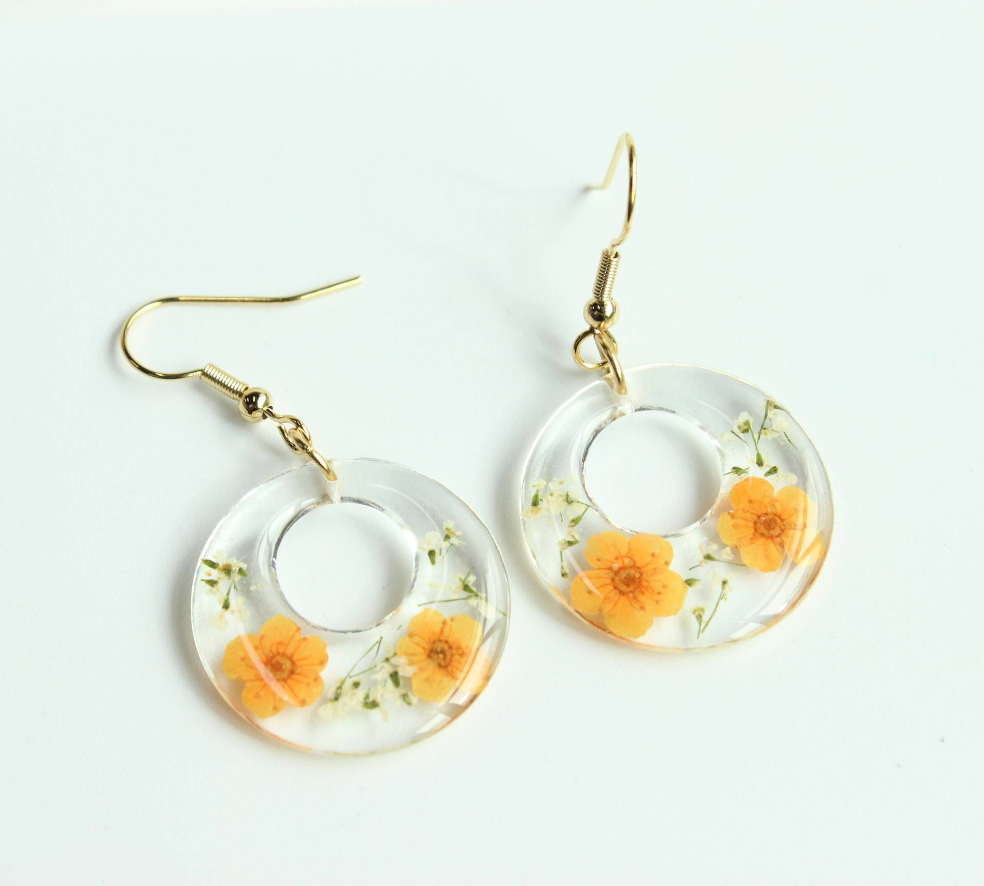 Gepresste Blumen Ohrringe, Runde Form Echte Blume Getrocknete Schmuck, Handgemachte Geschenke von FlowerBudOriginal