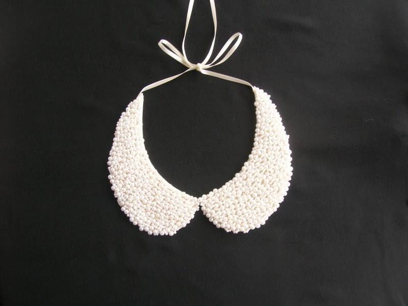 Perle Peter Pan Kragen Halskette, Kragen, Halskette Nimmerland Schmuck, Eichel von FlowerCrochetJewels