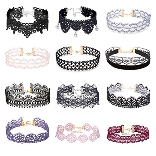 Floweralight 12 Stück Halsbänder für Damen Samt Kette Tattoo Choker Set Joker Halsketten Spitzen Mehrfarbig Floweralight 12 Stück Halsbänder für Damen Samt Kette Tattoo Choker Set Joker Halsketten Spitzen Mehrfarbig von Floweralight