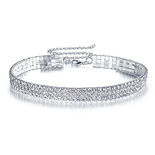 Floweralight 3 Row Stretch Clear Rhinestones Choker Necklace Hochzeit Sparkling Kette Strass Halskette Floweralight 3 Row Stretch Clear Rhinestones Choker Necklace Hochzeit Sparkling Kette Strass Halskette von Floweralight