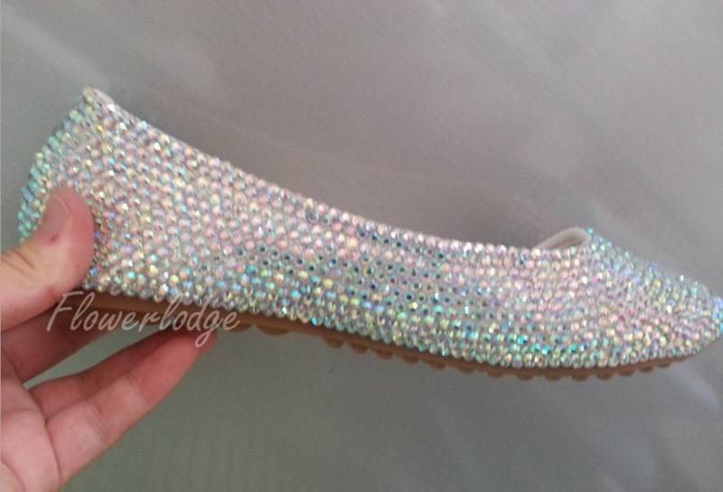 Benutzerdefinierte Blumenmädchen Schuhe Ballett Flache Schuhe, Ab Strass Weiche Bequeme Geschlossen Zehe Wohnungen von Flowerlodge