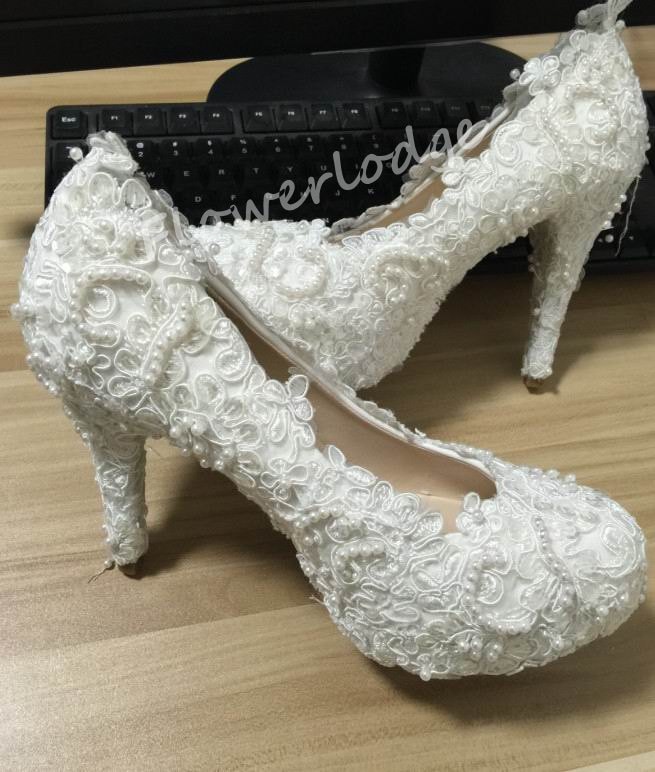 Ivoy Damenschuhe, Benutzerdefinierte Handgefertigte Spitzen Für Frau Eintaucht, Mädchen Spitze Schuhe Weiche Komfortable Prom Pumpen Elfenbein von Flowerlodge