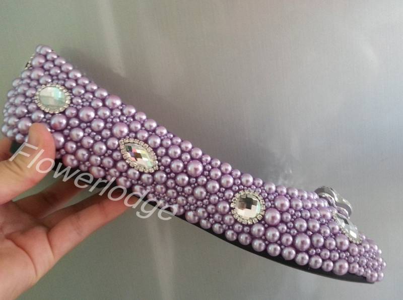 Licht Lila Ballett Wohnungen Lavendel Hausschuhe, Strass Bogen Schuhe Custom Prom Sauber Kristall Lila Perlen von Flowerlodge