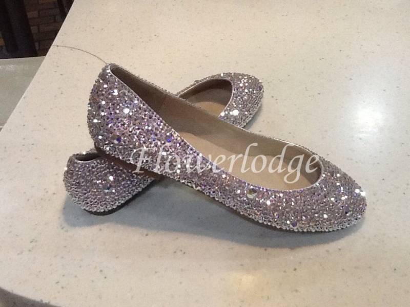 Sparkly Damen Ballerinas Schuhe Clean Shiny Bling Crystal Stones Swarovski Personalisierbar Mädchen von Flowerlodge